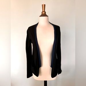 Elizabeth and James black cardigan with blue trim